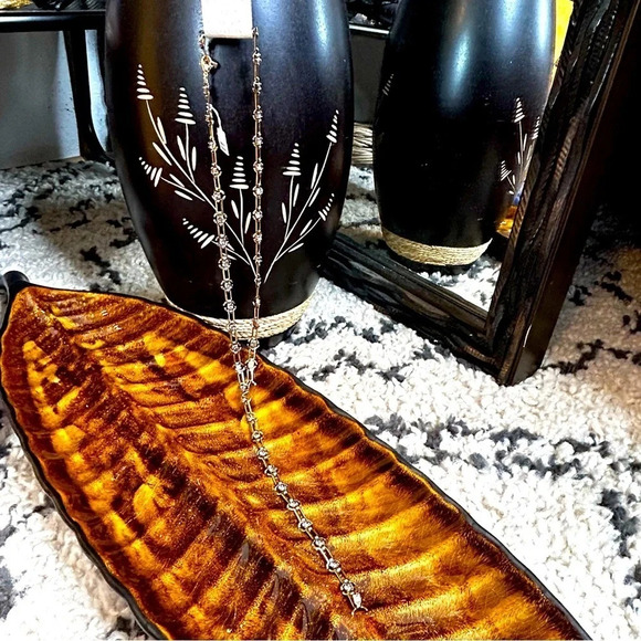 NWT Anthropologie Y- Shaped Long Gold and Rhinestone Necklace - Picture 3 of 6